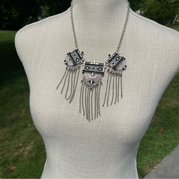 Park Lane Silver Fringe Statement Necklace - Picture 1 of 4